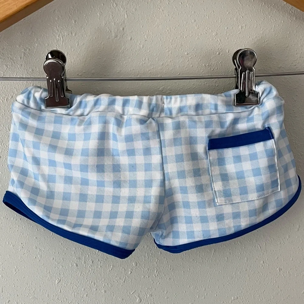 Little Lamb & Co. Blue/White Checkered Euro Style Swim Trunks Size 4T